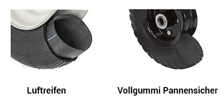 Luftreifen und vollgummi Pannensicher