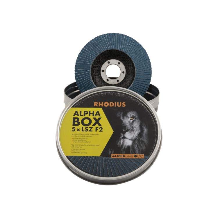 Flap disc 115 mm K80 5 in tin - RHODIUS