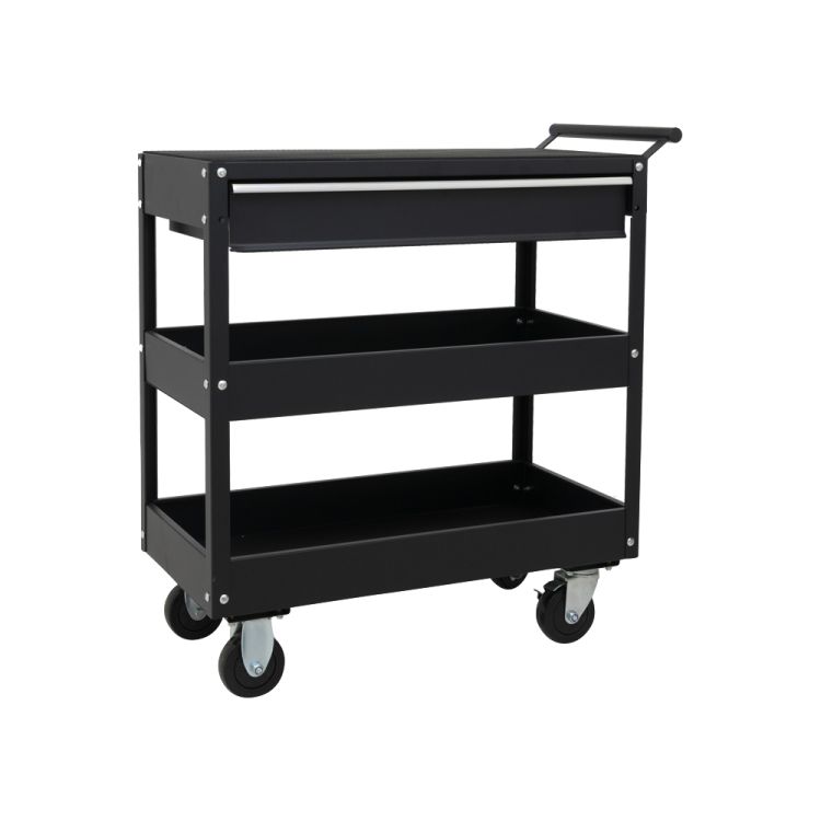 Open tool trolley with black drawer