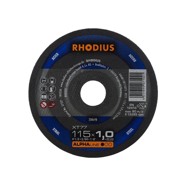 Trennscheibe Metall Ø115 x 1 mm ALPHAline XT77 - RHODIUS