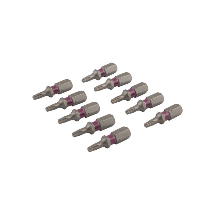 Torx screw bit 25 mm TX-10 pink 10 pieces