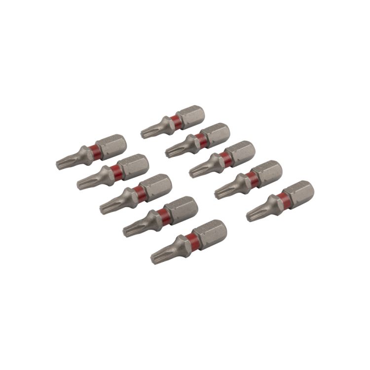 Torx screw bit 25 mm TX-15 red 10 pieces