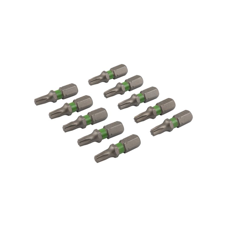 Torx screw bit 25 mm TX-20 green 10 pieces