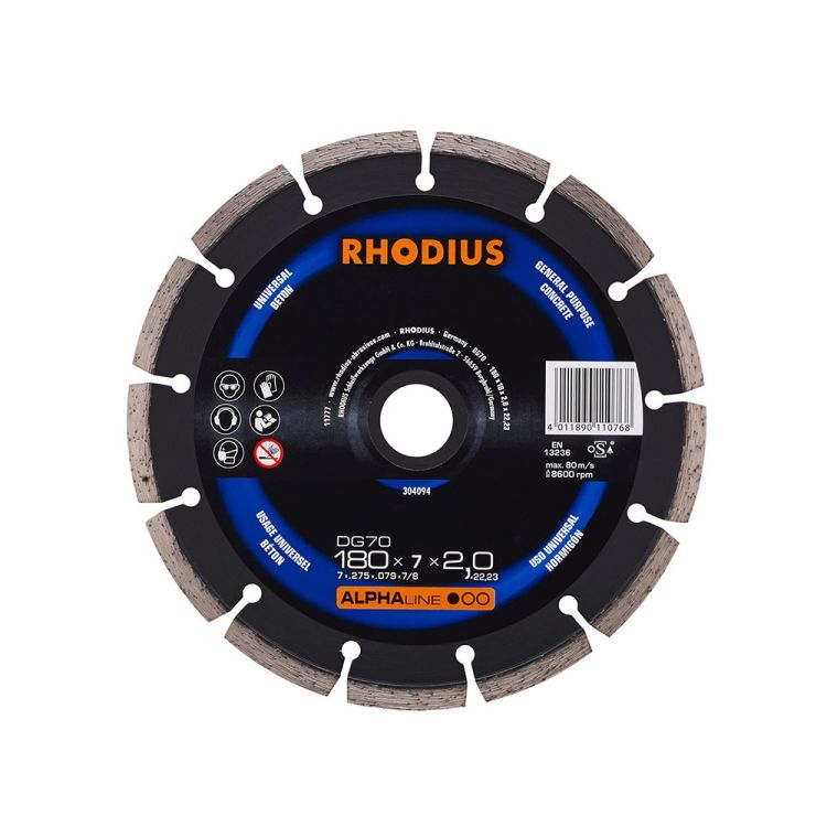 Diamant-Trennscheibe Beton Ø180 x 7 mm ALPHAline DG70 - RHODIUS
