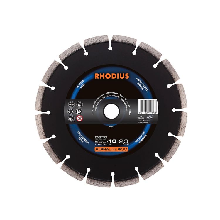 Diamant-Trennscheibe Beton Ø230 x 10 mm ALPHAline DG70 - RHODIUS