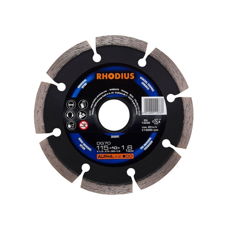 Diamant-Trennscheibe Beton Ø115 x 10 mm ALPHAline DG70 - RHODIUS