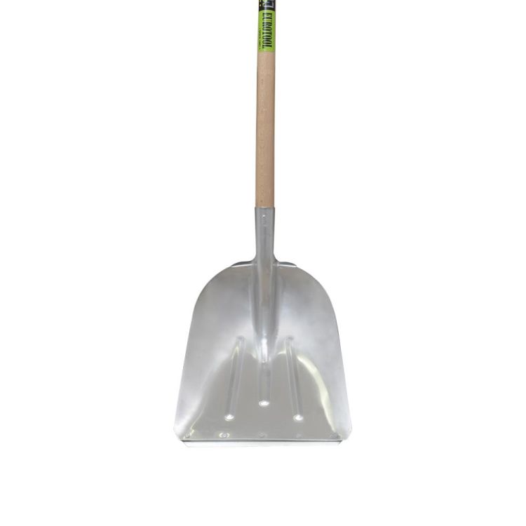 Getreideschaufel Aluminium 166 cm mit Verschleißkante und Holzstiel