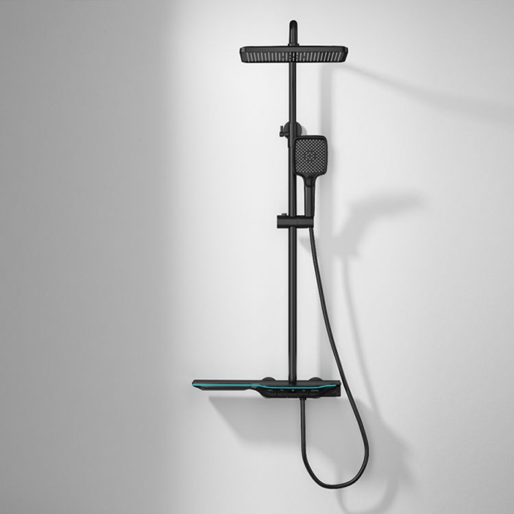 Rain shower set matt black - thermostatic digital LED - QMIX907
