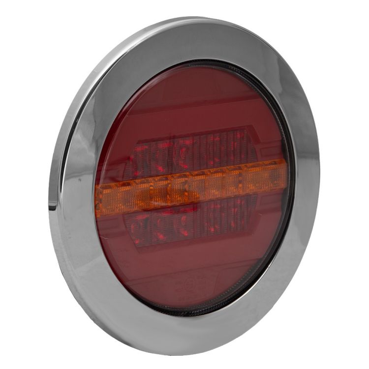 Runde Rückleuchte Chrom mit dynamischer LED