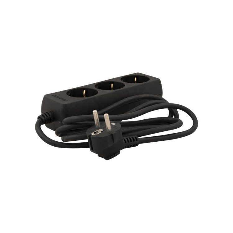 3-fach Steckdose mit 1,5 Meter Kabel schwarz