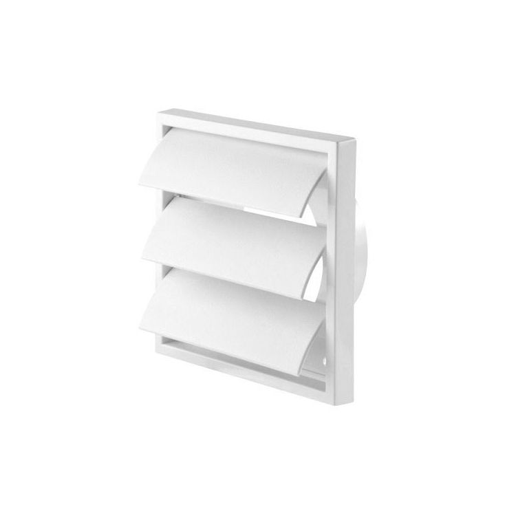 Air vent with blades Louvre white 154x154 mm for Ø100 mm