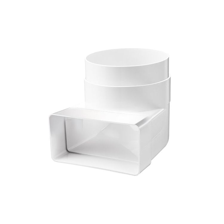 Ventilation duct flat 110x54 mm bend 90° vertical > ø100 mm