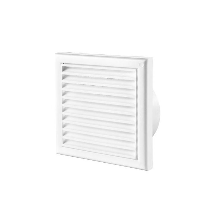 Plastic fixed louvre vent with insect screen 186x186 mm white
