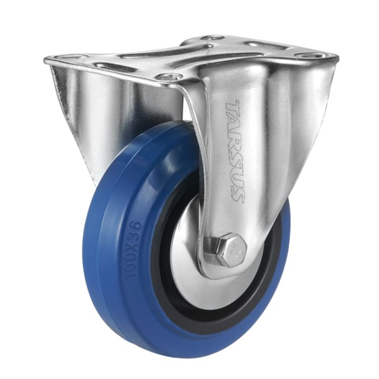 Fixed castor 100 mm rubber blue - TARSUS