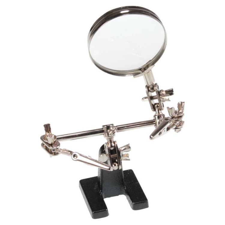 Third hand with magnifying glass