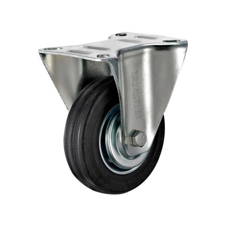 Fixed castor 75 mm black rubber - TARSUS