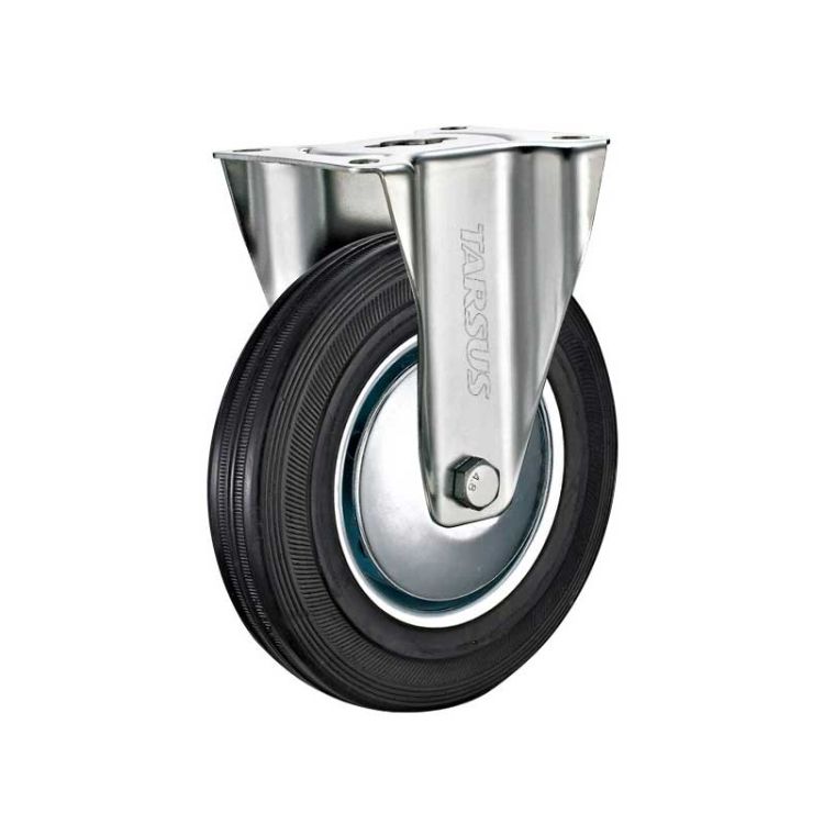 Fixed castor 200 mm black rubber - TARSUS