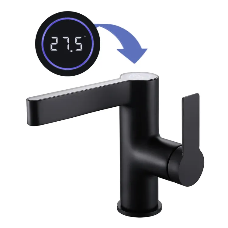 Washbasin tap with display black WAHLBACH QMIX300