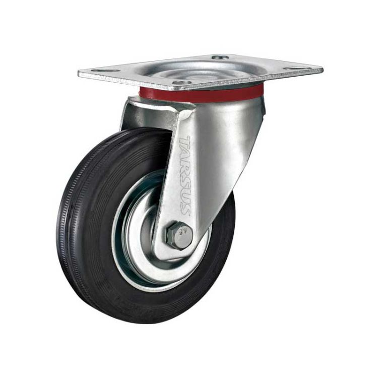 Swivel wheel 75 mm black rubber - TARSUS