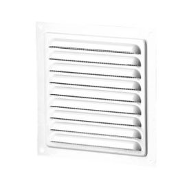 Aluminium fixed louvre vent with insect screen 150x150 mm white
