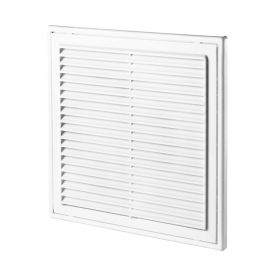 Plastic fixed louvre vent with insect screen 204x204 mm white