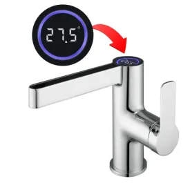 Washbasin tap with display chrome WAHLBACH QMIX300