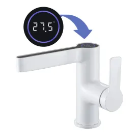Washbasin tap with display white WAHLBACH QMIX300