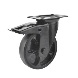 Lenkrolle mit Feststeller 80 mm 80 kg TPR Gummireifen schwarz - TARSUS