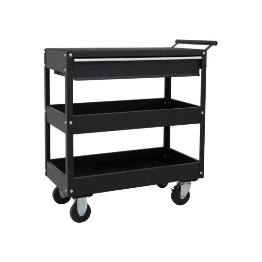 Open tool trolley with black drawer