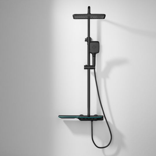 Rain shower set matt black - thermostatic digital LED - QMIX907