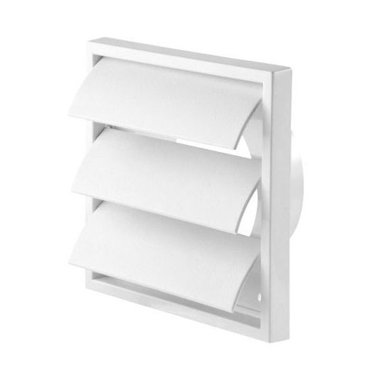 Air vent with blades Louvre white 154x154 mm for Ø100 mm