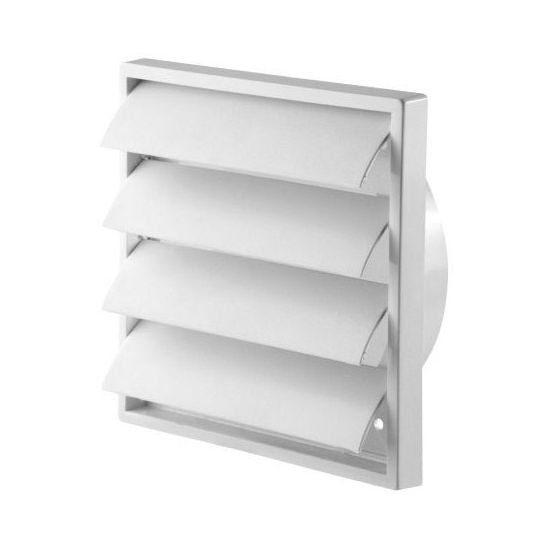 Air vent with blades Louvre white 187x187 mm for Ø125 mm