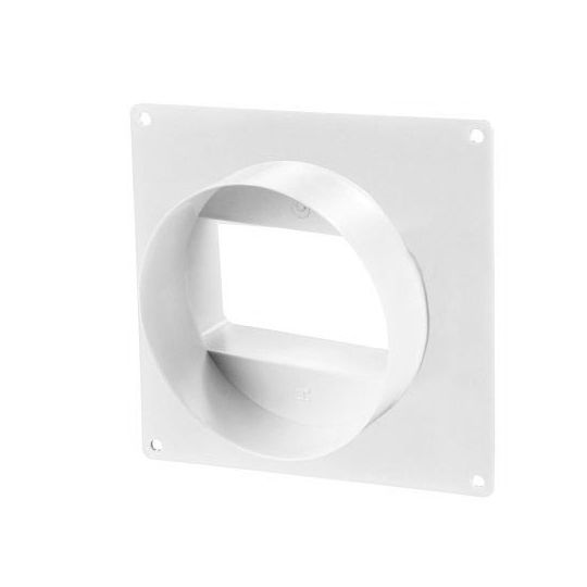Flat duct 110x54mm to round Ø100mm wall plate