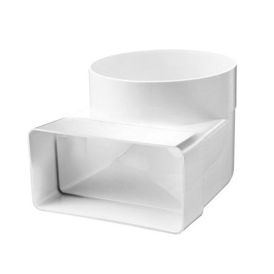 Flat duct 220x90 mm to round Ø150 mm bend