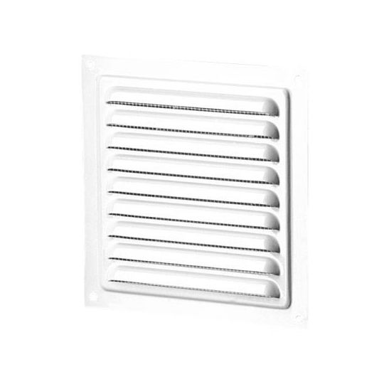 Aluminium fixed louvre vent with insect screen 195x195 mm white