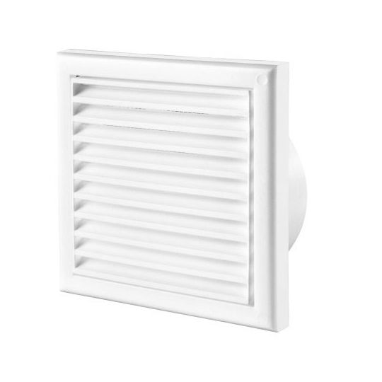 Plastic fixed louvre vent with insect screen 186x186 mm white