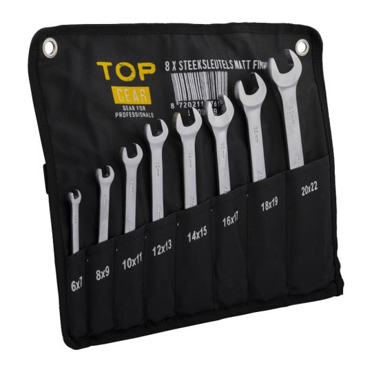 8 x Matt finish open-end wrenches - TOPGEAR