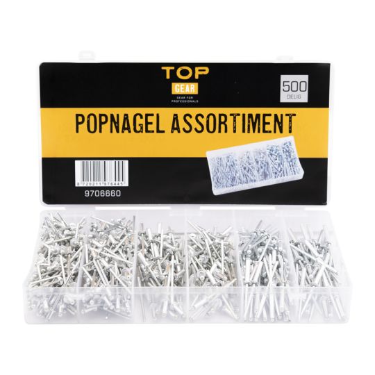 Pop rivet assortment 500 pieces - TOPGEAR