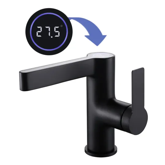 Washbasin tap with display black WAHLBACH QMIX300