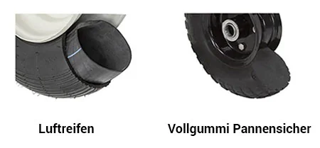 Luftreifen und vollgummi Pannensicher