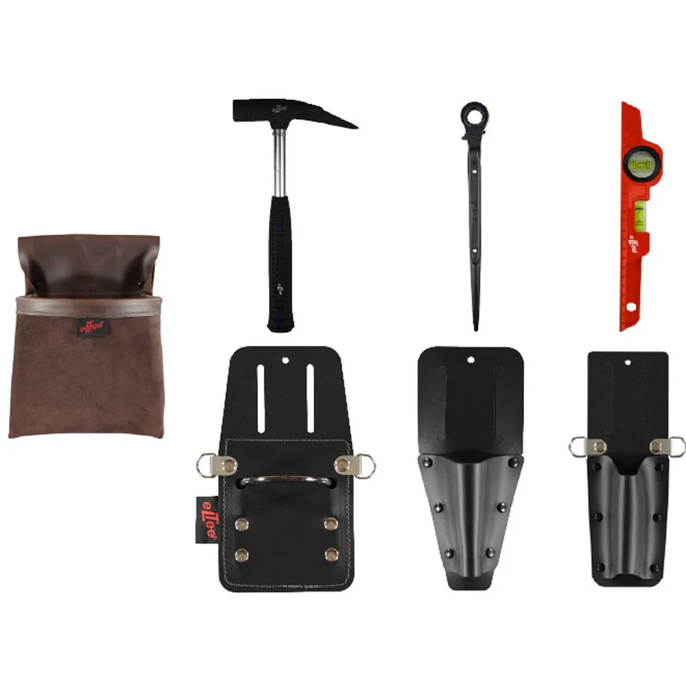 Gerüstbauerset 7-teilig mit Torpedowasserwaage – Leder - SCS-DT