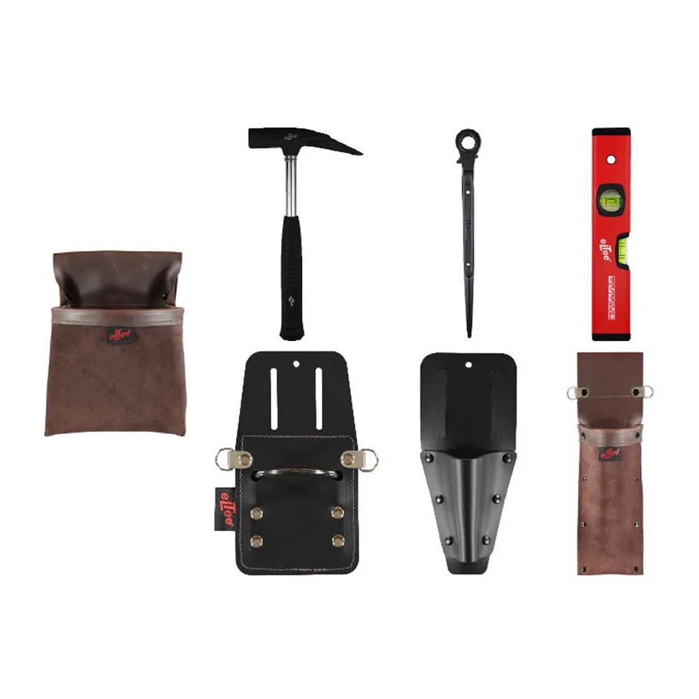 Gerüstbauerset 7-teilig mit Blockwasserwaage – Leder - SCS-DB