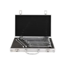 Open-end and ratchet wrench set, 12-piece case