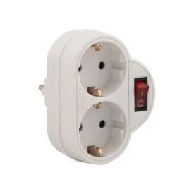 Doppelstecker mit Schalter vertikal weiß - 16A