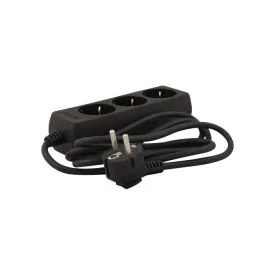 3-fach Steckdose mit 1,5 Meter Kabel schwarz
