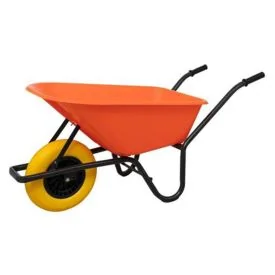 Schubkarre mit pannensicherem Reifen Kunststoffwanne 85 Liter orange