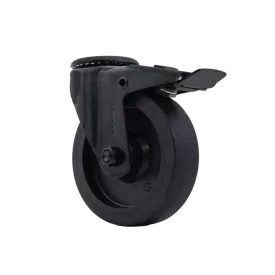 Lenkrolle Ø125 mm mit Bolzenloch und Bremse TPR Schwarz - TARSUS