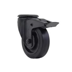 Lenkrolle Ø100 mm mit Bolzenloch und Bremse TPR schwarz - TARSUS