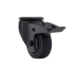 Lenkrolle Ø75 mm mit Bolzenloch und Bremse TPR schwarz - TARSUS