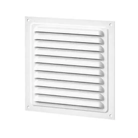 Lamellengitter mit Insektenschutz Aluminium weiß 150x150 mm